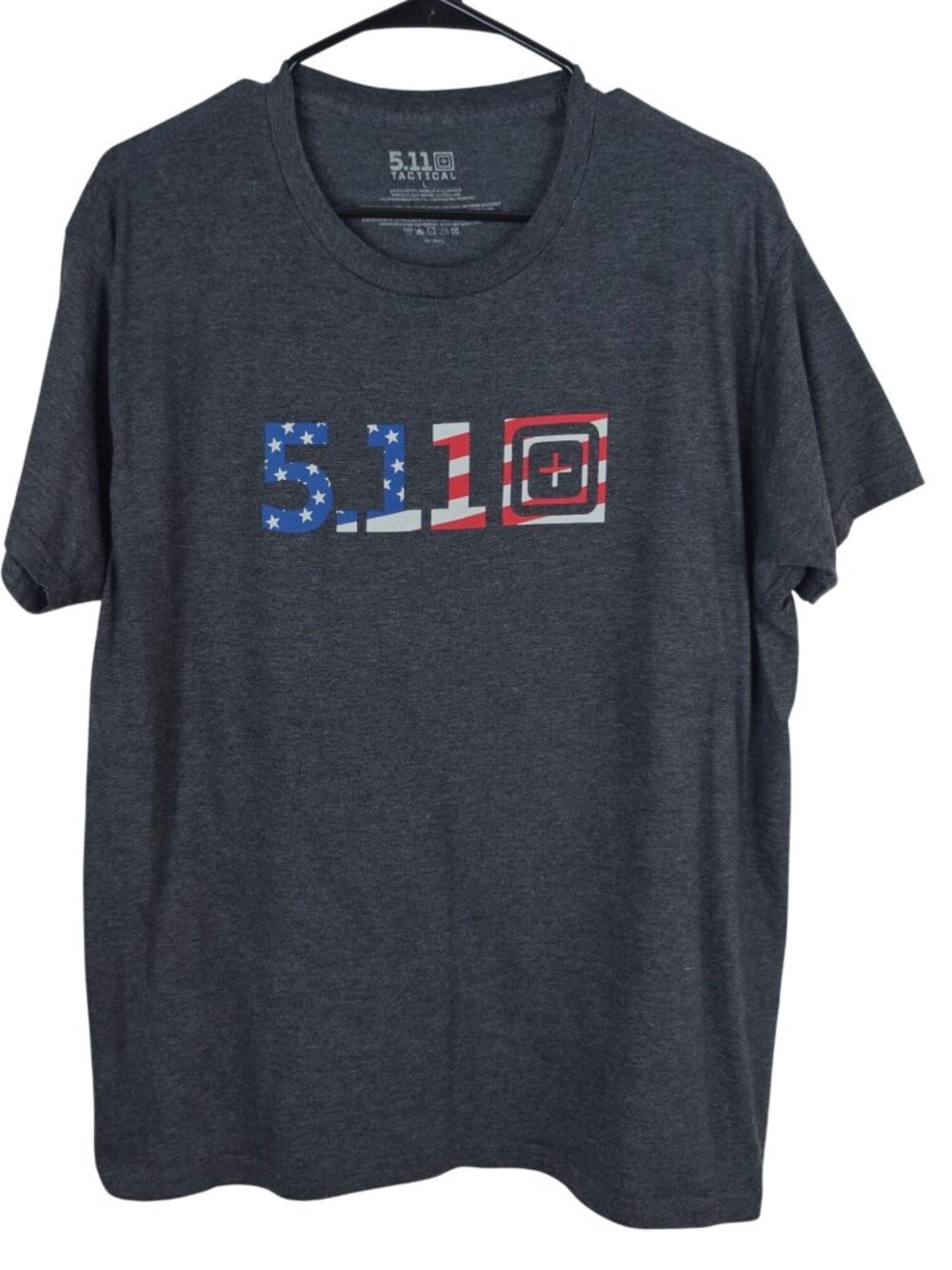 5.11 Tactical Men's T-Shirt Gray Large Cotton/Polyester USA Flag Graphic